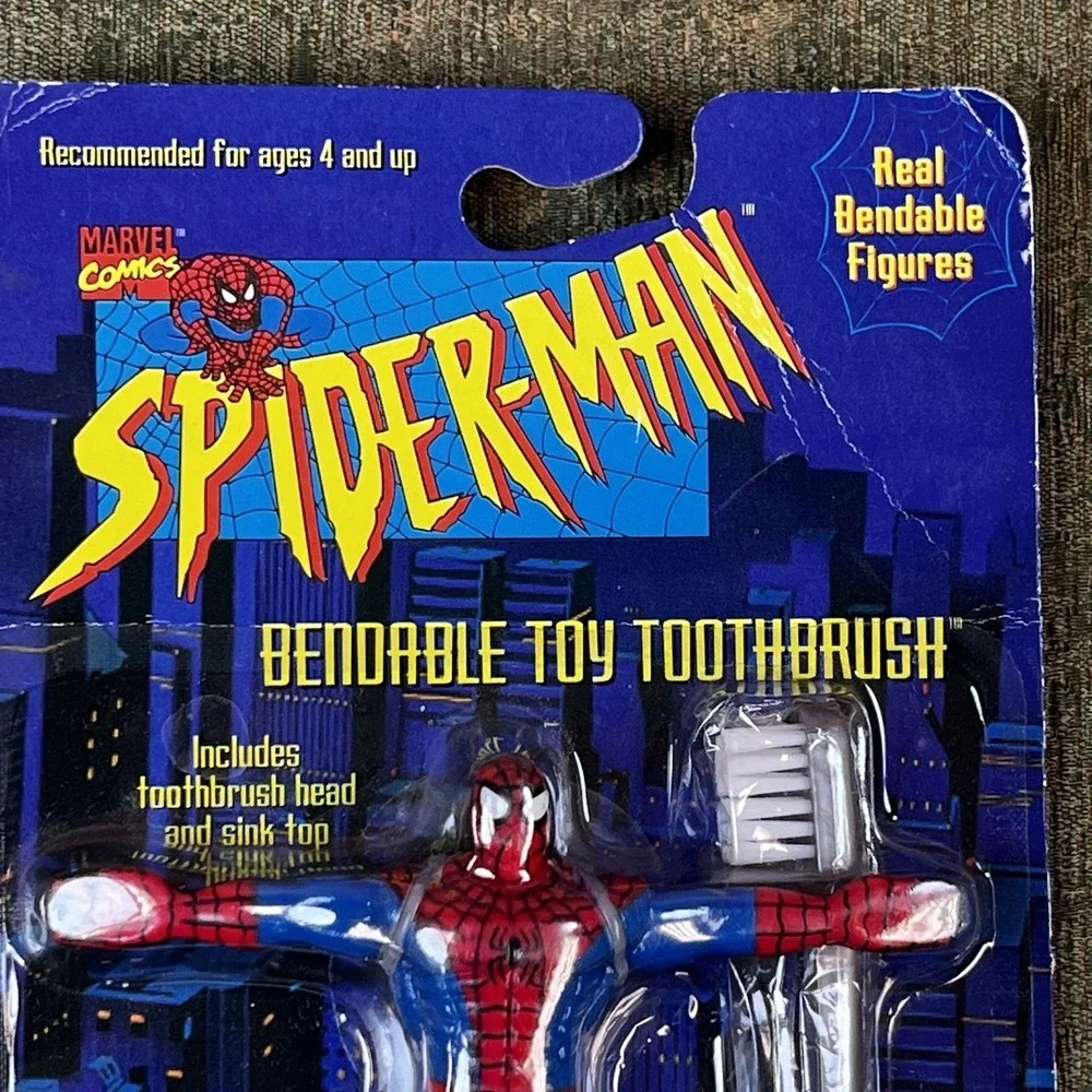 Vintage Marvel Comics Spiderman Super Heroes Bendable Toothbrush 1996 NEW‎ NIP